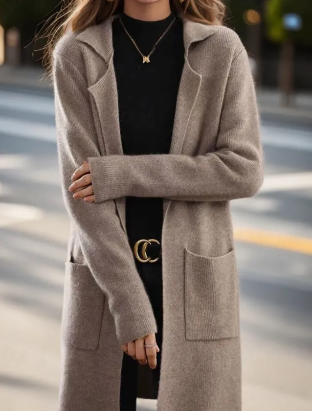 Women's Sweater Cardigan Sweater Jacket Shirt Collar Knit Pocket Knitted Spring Fall Home Daily Weekend Elegant Daily Casual Long Sleeve Pure Color Black Camel