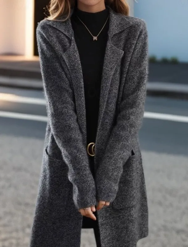 Women's Sweater Cardigan Sweater Jacket Shirt Collar Knit Pocket Knitted Spring Fall Home Daily Weekend Elegant Daily Casual Long Sleeve Pure Color Black Camel