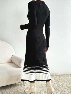 Women's Sweater Casual Print Color Gradient Mock Neck Crewneck Long Sleeve Long Tops Knit Work Black Fall Winter