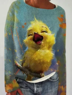 Women's Sweater Casual Soft Graphic Color Block Striped Ribbed Crew Neck Knitted Print Long Sleeve Regular Tops Knit Outdoor Daily Weekend Black Yellow Fall Winter