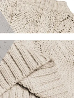 Women's Sweater Casual Soft Pure Color Ribbed Crew Neck Knitted Hole Long Sleeve Regular Tops Knit Outdoor Daily Weekend Pink Khaki Fall Winter