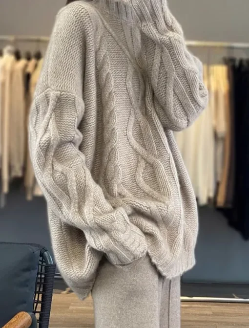 Women's Sweater Casual Soft Pure Color Cable Stand Collar Knitted Long Sleeve Regular Tops Knit Outdoor Daily Weekend Black White Fall Winter