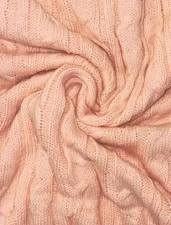 Women's Sweater Casual Solid Color Cable Crew Neck Knitted Long Sleeve Long Tops Knit Weekend Pink Fall Winter