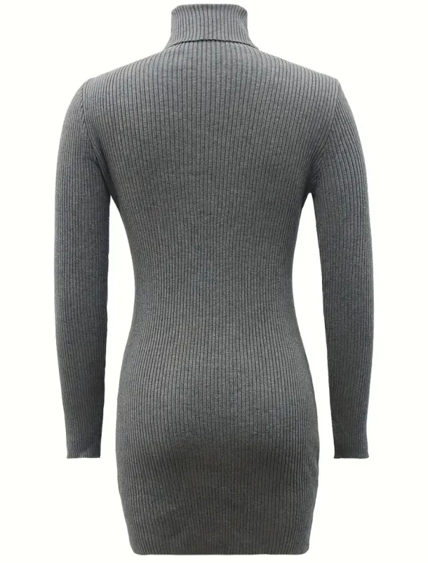 Women's Sweater Dress Jumper Dress Sheath Dress Mini Dress Knitwear Fashion Basic Pure Color Winter Dress Office Daily Holiday Turtleneck Long Sleeve Knit 2023 Slim Black Blue Purple S M L XL XXL
