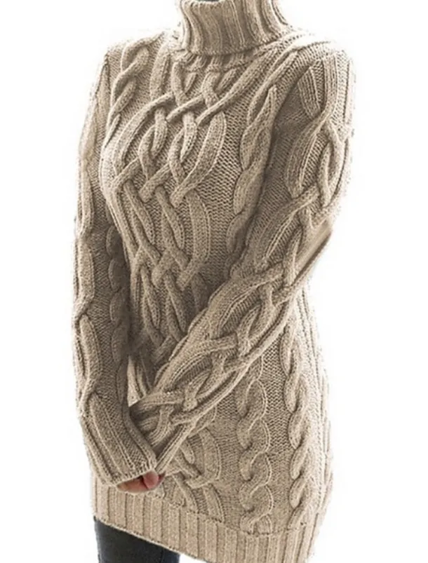 Women's Sweater Dress Jumper Dress Winter Dress Knitwear Basic Casual Solid Color Daily Going out Weekend Turtleneck Long Sleeve Regular Fit Black White Purple S M L XL