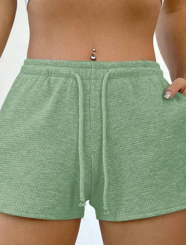 Women's Sweatpants Chinos Shorts Vacation Vintage Fashion Short High Waist Plain Pocket Elastic Waistband Comfy Soft Comfortable Micro-elastic Outdoor Street Sky Blue Light Grey Light Green Summer