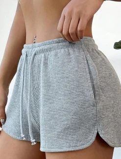 Women's Sweatpants Chinos Shorts Vacation Vintage Fashion Short High Waist Plain Pocket Elastic Waistband Comfy Soft Comfortable Micro-elastic Outdoor Street Sky Blue Light Grey Light Green Summer