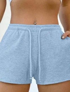 Women's Sweatpants Chinos Shorts Vacation Vintage Fashion Short High Waist Plain Pocket Elastic Waistband Comfy Soft Comfortable Micro-elastic Outdoor Street Sky Blue Light Grey Light Green Summer
