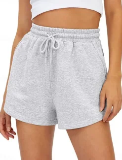 Women's Sweatpants Chinos Shorts Fashion Streetwear Casual Full Length High Waist Plain Pocket Elastic Waistband Comfy Soft Comfortable Micro-elastic Outdoor Street Light Gray Black White Pink Summer