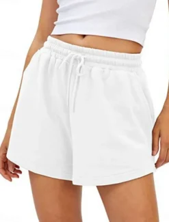 Women's Sweatpants Chinos Shorts Fashion Streetwear Casual Full Length High Waist Plain Pocket Elastic Waistband Comfy Soft Comfortable Micro-elastic Outdoor Street Light Gray Black White Pink Summer