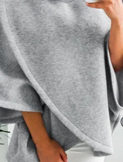 Women's Sweatshirt Casual Plain Street Dailywear Turtleneck Patchwork Long Sleeve Gray Fall Winter