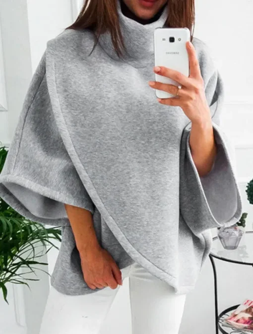 Women's Sweatshirt Casual Plain Street Dailywear Turtleneck Patchwork Long Sleeve Gray Fall Winter