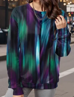Women's Sweatshirt Graphic Street Dailywear Print Casual Crew Neck Long Sleeve Micro-elastic Fall Winter Comfrt Breathable Soft Fabric