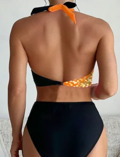 Women's Swimsuits Bikini 2 Piece High Waist Swimsuit Fashion Stylish Ombre Graphic Sleeveless Bathing Suits