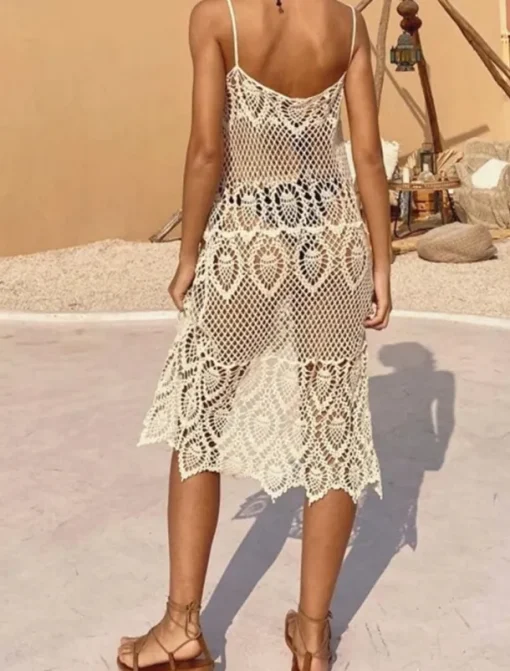 Women's Swimsuits Cover Up Swim Dress Swimsuit Cut Out Vacation Beach Wear Solid Color V Neck Sleeveless Bathing Suits