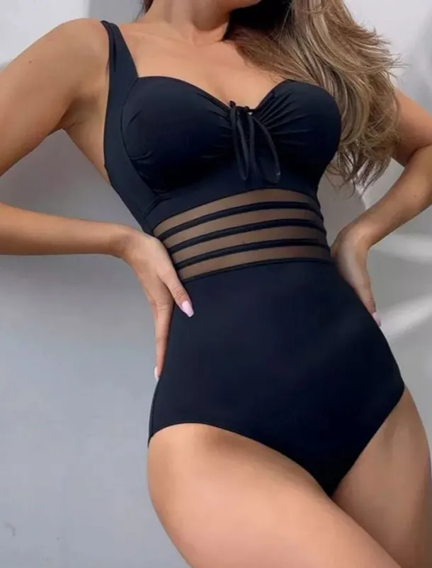 Women's Swimsuits One Piece Monokini Swimsuit Backless Tummy Control High Waist Slim Vacation Beach Wear Solid Color V Neck Sleeveless Bathing Suits