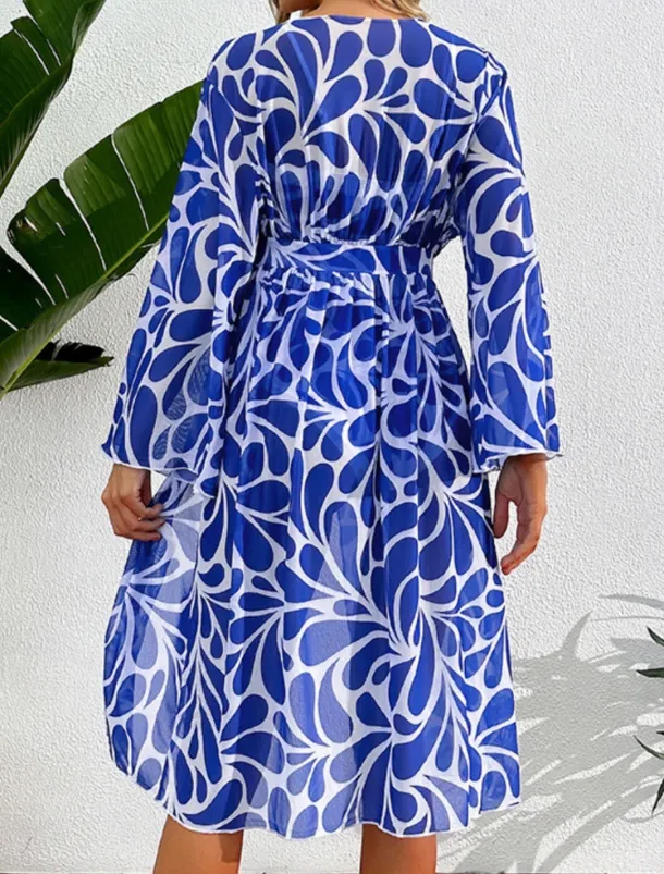 Women's Swimwear 2 Piece Monokini Swimsuit Backless Tummy Control High Waist Slim Vacation Beach Wear Floral Scoop Neck Sleeveless Long Sleeve Bathing Suits