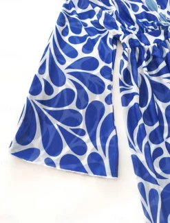 Women's Swimwear 2 Piece Monokini Swimsuit Backless Tummy Control High Waist Slim Vacation Beach Wear Floral Scoop Neck Sleeveless Long Sleeve Bathing Suits