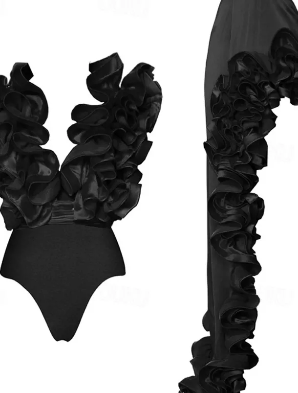 Women's Swimwear 2 Piece Monokini Swimsuit Backless Tummy Control High Waist Slim Vacation Beach Wear Solid Color Asymmetric Neck Sleeveless Bathing Suits
