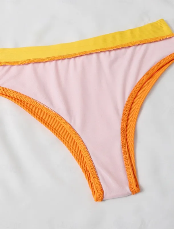 Women's Swimwear Bikini 2 Piece Cheeky Swimsuit Backless Slim Vacation Beach Wear Solid Color U Neck Sleeveless Bathing Suits