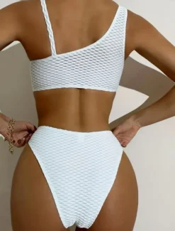 Women's Swimwear Bikini 2 Piece Cheeky Swimsuit Backless Cut Out Slim Vacation Beach Wear Solid Color Halter Neck Sleeveless Bathing Suits