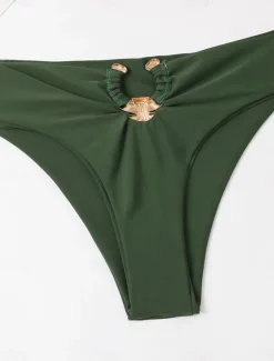 Women's Swimwear Bikini 2 Piece Cheeky Swimsuit Backless High Waist Slim Vacation Beach Wear Solid Color Halter Neck Sleeveless Bathing Suits