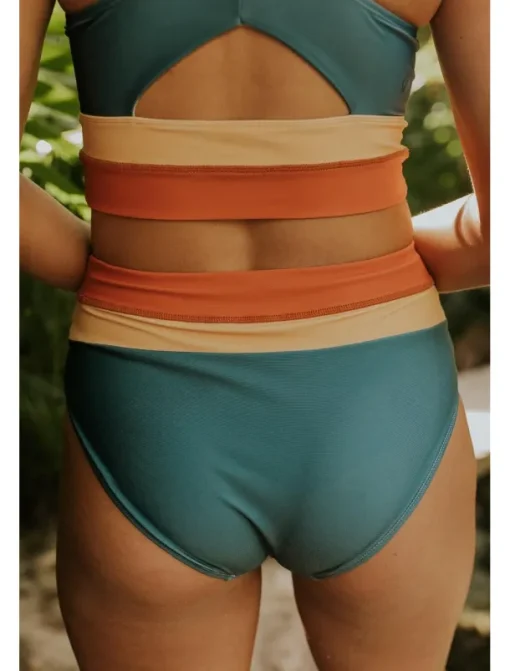 Women's Swimwear Bikini 2 Piece Briefs Swimsuit Backless Slim Vacation Beach Wear Striped Scoop Neck Sleeveless Bathing Suits