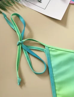 Women's Swimwear Bikini 2 Piece Cheeky Swimsuit Backless Slim Vacation Beach Wear Solid Color Halter Neck Sleeveless Bathing Suits