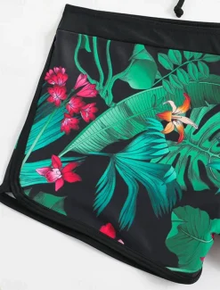 Women's Swimwear Bikini 2 Piece Boy Leg Swimsuit Backless High Waist Slim Vacation Beach Wear Graphic Halter Neck Sleeveless Bathing Suits