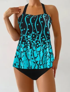 Women's Swimwear Bikini 2 Piece Cheeky Swimsuit Backless Slim Vacation Beach Wear Camo U Neck Sleeveless Bathing Suits