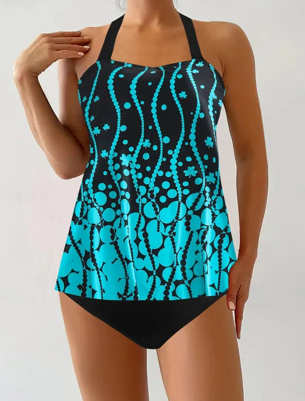 Women's Swimwear Bikini 2 Piece Cheeky Swimsuit Backless Slim Vacation Beach Wear Camo U Neck Sleeveless Bathing Suits