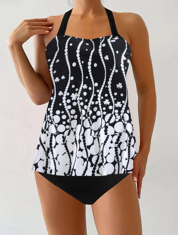 Women's Swimwear Bikini 2 Piece Cheeky Swimsuit Backless Slim Vacation Beach Wear Camo U Neck Sleeveless Bathing Suits