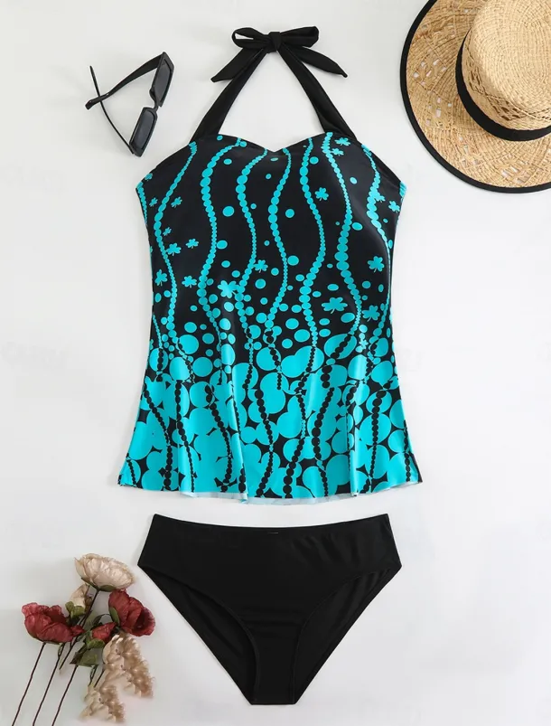 Women's Swimwear Bikini 2 Piece Cheeky Swimsuit Backless Slim Vacation Beach Wear Camo U Neck Sleeveless Bathing Suits