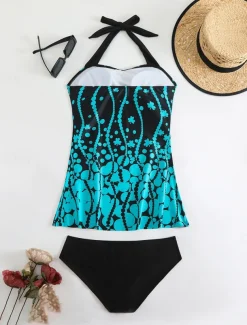 Women's Swimwear Bikini 2 Piece Cheeky Swimsuit Backless Slim Vacation Beach Wear Camo U Neck Sleeveless Bathing Suits