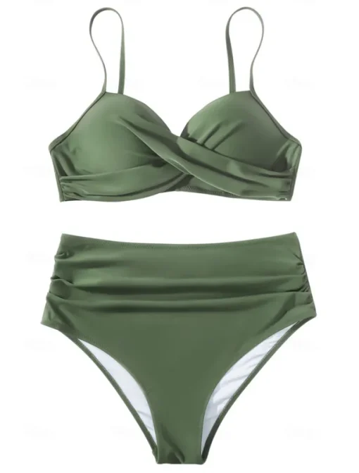 Women's Swimwear Bikini Shorts Swimsuit 2 Piece High Waisted Beach Wear Basic Plain Sleeveless Bathing Suits
