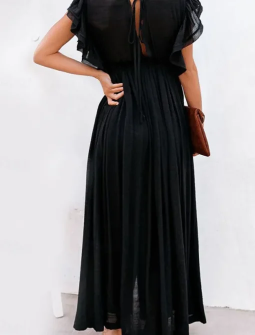 Women's Swimwear Cover Up Swim Dress Swimsuit Tie Front Vacation Beach Wear Solid Color V Neck Short Sleeves Bathing Suits