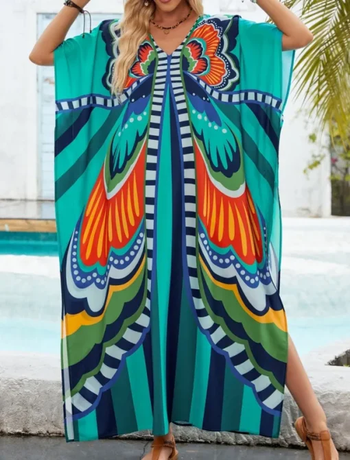 Women's Swimwear Cover Up Swim Dress Swimsuit Vacation Beach Wear Butterfly Long Sleeve Bathing Suits