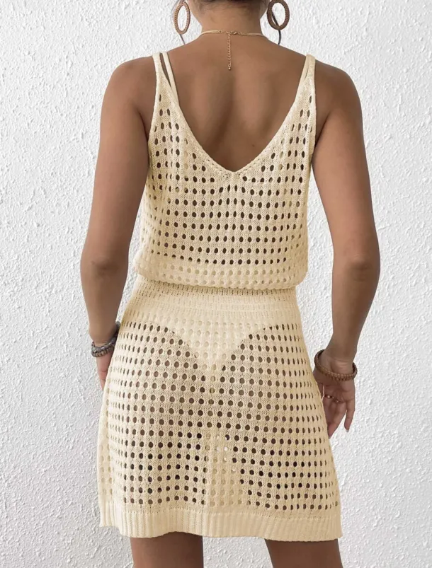 Women's Swimwear Cover Up Swim Dress Swimsuit Cut Out Vacation Beach Wear Solid Color V Neck Long Sleeve Bathing Suits