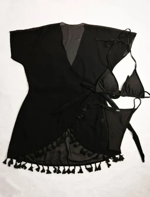 Women's Swimwear Cover Up Swim Dress Swimsuit Fringe Vacation Beach Wear Solid Color Sleeveless Bathing Suits