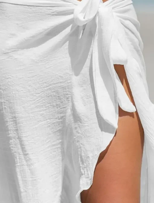 Women's Swimwear Cover Up wrap Swimsuit Ruffle Vacation Beach Wear Solid Color Sleeveless Bathing Suits