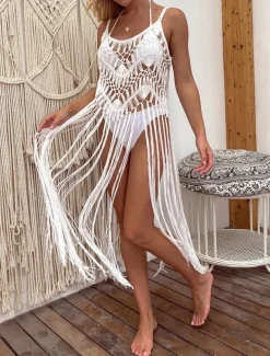 Women's Swimwear Cover Up Beach Dresses Swimsuit Cut Out Vacation Beach Wear Plain Sleeveless