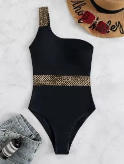 Women's Swimwear One Piece Swimsuit Solid Colour Stylish Beach Wear Bathing Suits