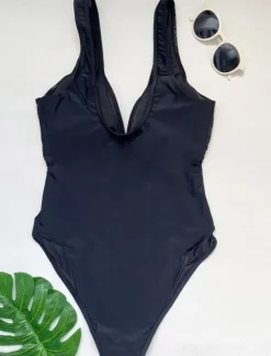 Women's Swimwear One Piece Monokini Swimsuit Backless Tummy Control High Waist Slim Vacation Beach Wear Solid Color V Neck Sleeveless Bathing Suits