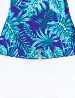 Women's Swimwear One Piece Monokini Swimsuit Backless Tummy Control High Waist Slim Vacation Beach Wear Leaves V Neck Sleeveless Bathing Suits