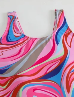 Women's Swimwear One Piece Monokini Swimsuit Backless Tummy Control High Waist Slim Vacation Beach Wear Ombre U Neck Sleeveless Bathing Suits