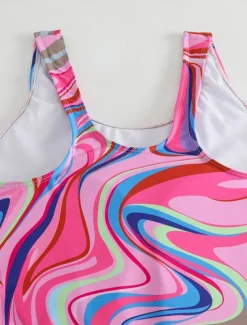 Women's Swimwear One Piece Monokini Swimsuit Backless Tummy Control High Waist Slim Vacation Beach Wear Ombre U Neck Sleeveless Bathing Suits