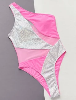 Women's Swimwear One Piece Monokini Swimsuit Backless Glitter Tummy Control High Waist Slim Vacation Beach Wear Solid Color Halter Neck Sleeveless Bathing Suits