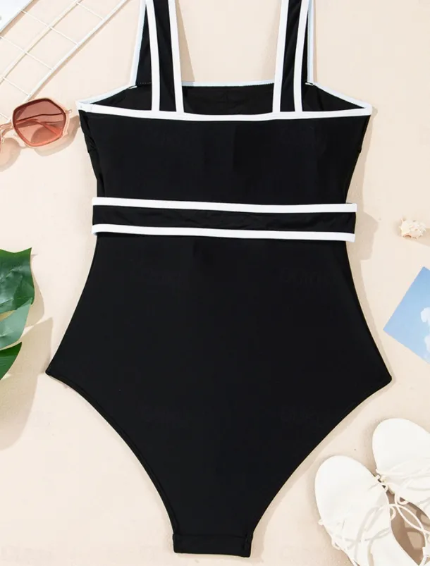 Women's Swimwear One Piece Monokini Swimsuit Backless Tummy Control High Waist Slim Vacation Beach Wear Solid Color Scoop Neck Sleeveless Bathing Suits