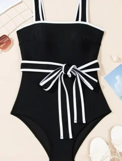 Women's Swimwear One Piece Monokini Swimsuit Backless Tummy Control High Waist Slim Vacation Beach Wear Solid Color Scoop Neck Sleeveless Bathing Suits