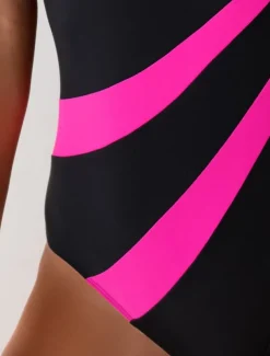 Women's Swimwear One Piece Monokini Swimsuit Backless Tummy Control High Waist Slim Vacation Beach Wear Color Block U Neck Sleeveless Bathing Suits